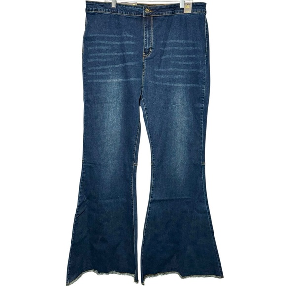 L&B High Rise Flared Leg Dark Wash Denim Plus Sized Jeans size 22 - Picture 2 of 12